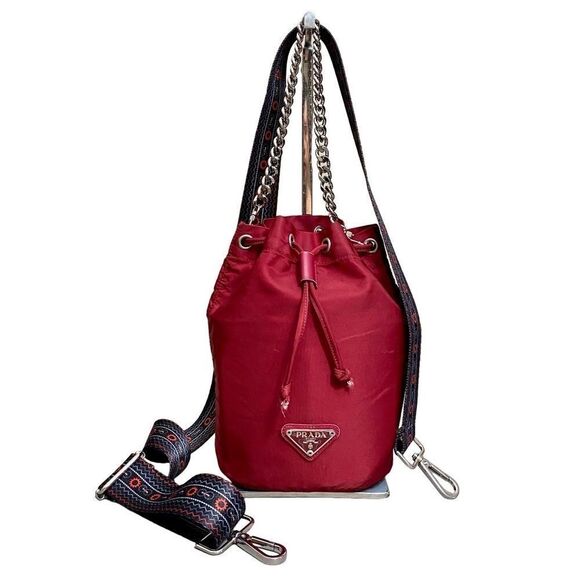 PRADA Nylon Silvertone Pouch to Shoulder Crossbody Bag 💼 P2 - Picture 1 of 16